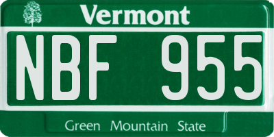 VT license plate NBF955