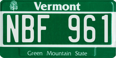 VT license plate NBF961