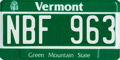 VT license plate NBF963