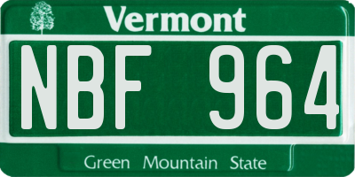 VT license plate NBF964