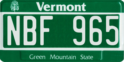 VT license plate NBF965