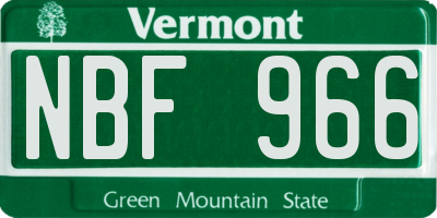 VT license plate NBF966