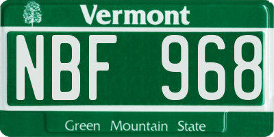 VT license plate NBF968