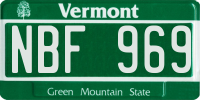 VT license plate NBF969