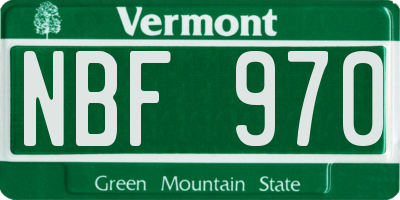 VT license plate NBF970