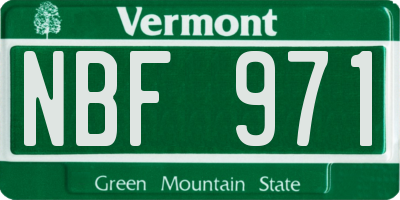 VT license plate NBF971