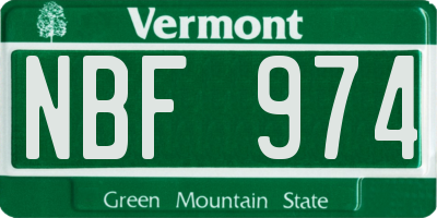 VT license plate NBF974