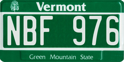 VT license plate NBF976