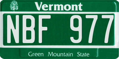 VT license plate NBF977