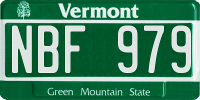 VT license plate NBF979