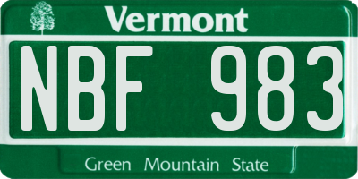 VT license plate NBF983