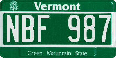 VT license plate NBF987