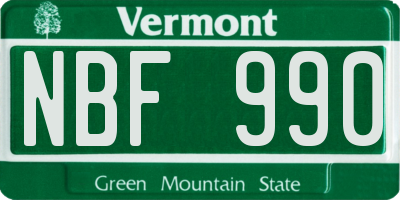 VT license plate NBF990