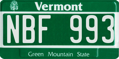 VT license plate NBF993