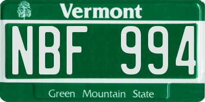 VT license plate NBF994