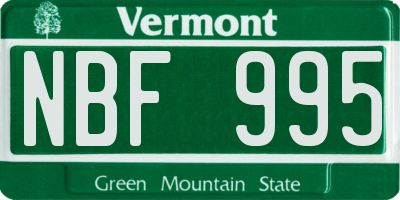 VT license plate NBF995