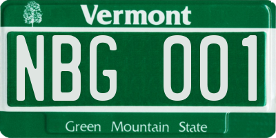 VT license plate NBG001