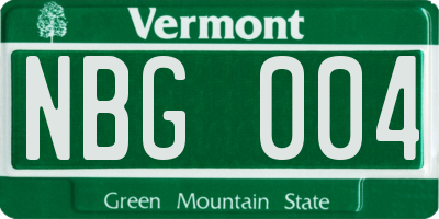 VT license plate NBG004