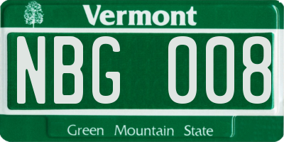 VT license plate NBG008