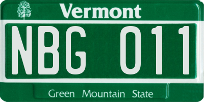 VT license plate NBG011