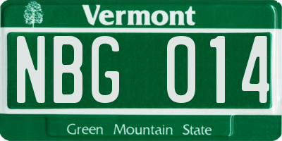 VT license plate NBG014