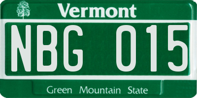 VT license plate NBG015
