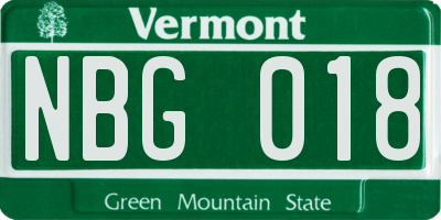 VT license plate NBG018