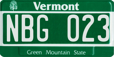 VT license plate NBG023