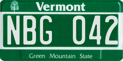 VT license plate NBG042