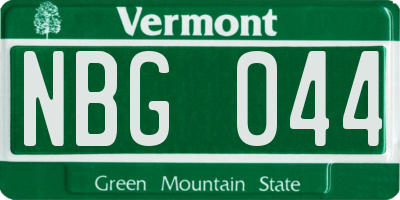 VT license plate NBG044