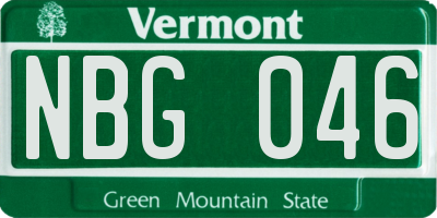 VT license plate NBG046