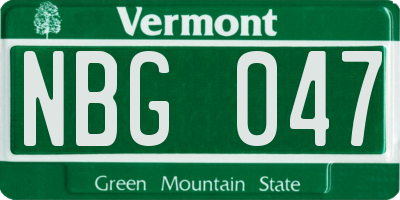 VT license plate NBG047