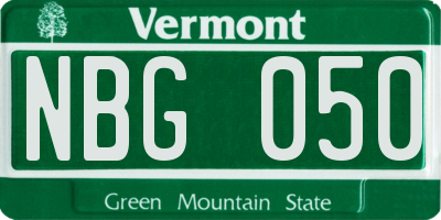 VT license plate NBG050