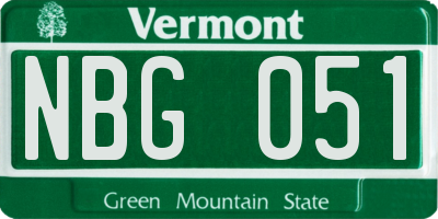 VT license plate NBG051