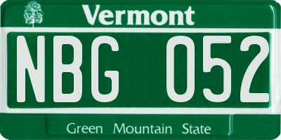 VT license plate NBG052