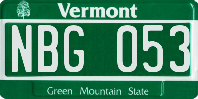 VT license plate NBG053