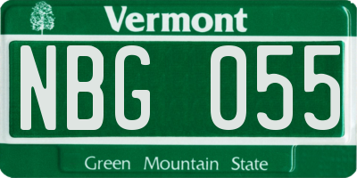 VT license plate NBG055
