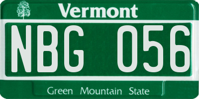 VT license plate NBG056