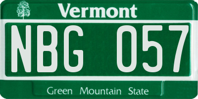 VT license plate NBG057