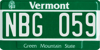VT license plate NBG059