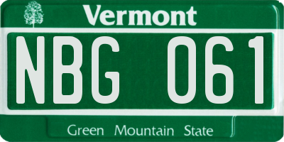VT license plate NBG061