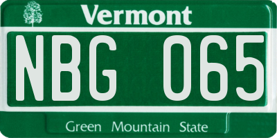 VT license plate NBG065