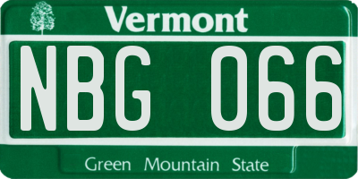 VT license plate NBG066