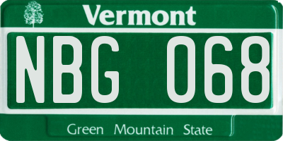 VT license plate NBG068