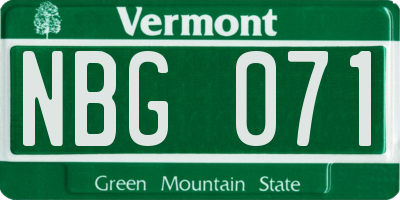 VT license plate NBG071
