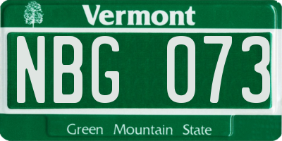 VT license plate NBG073