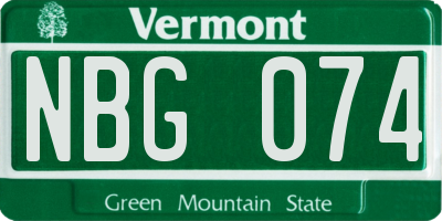 VT license plate NBG074