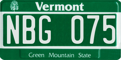 VT license plate NBG075
