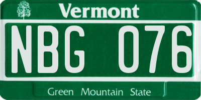 VT license plate NBG076