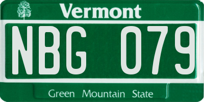 VT license plate NBG079
